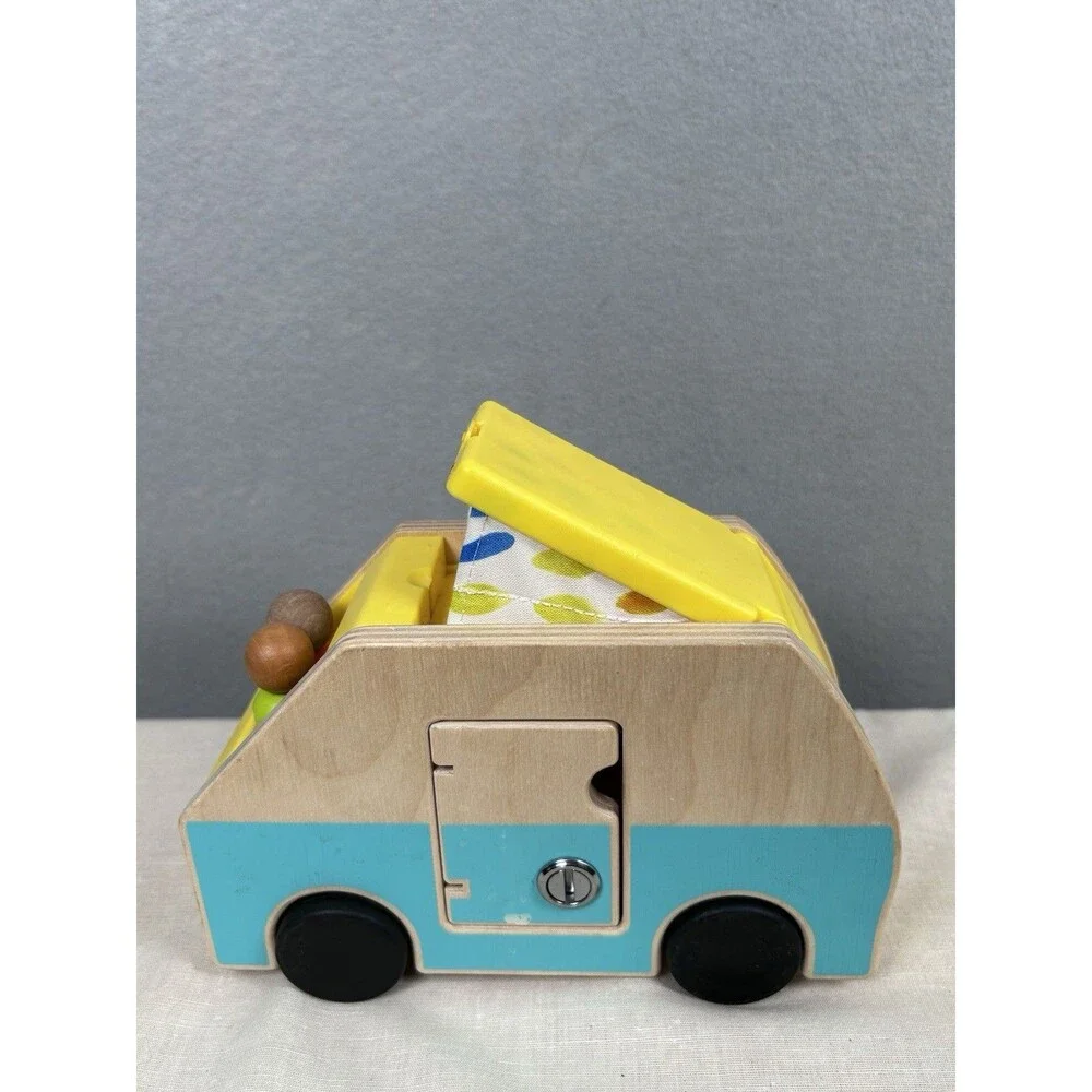 Lovevery Montessori Wooden Camper Van Toy With Keys 2 people & sleeping bags